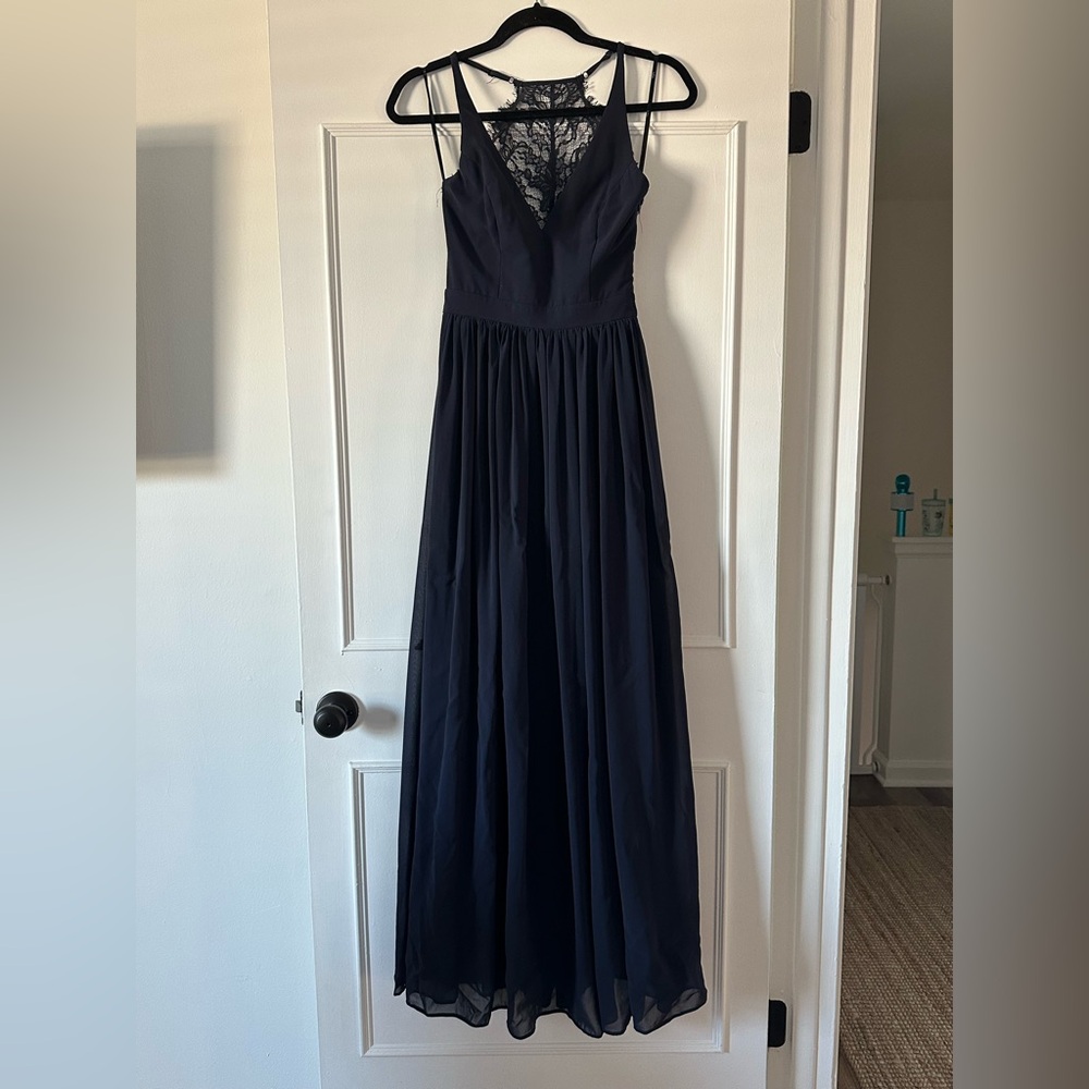 Lulu's Midnight Blue Lace Maxi Dress
